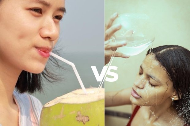 Minum Air Kelapa vs Pakai Langsung ke Rambut