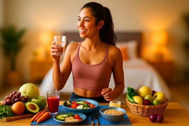 makanan sehat untuk diet yang aman dan seimbang dengan menu bergizi untuk menjaga berat badan dan kesehatan tubuh