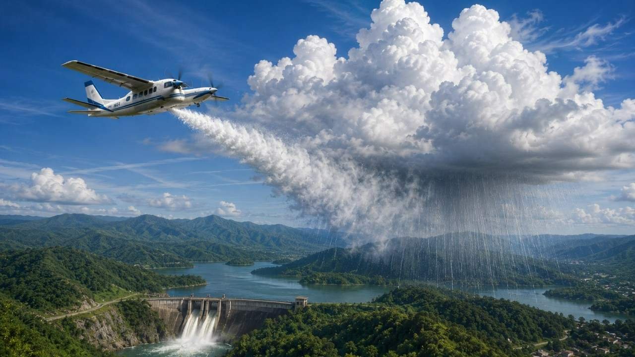 Hujan buatan untuk membantu meningkatkan curah hujan saat kekeringan
