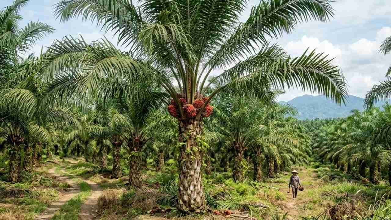 Pohon sawit di perkebunan Indonesia yang tumbuh subur dan produktif